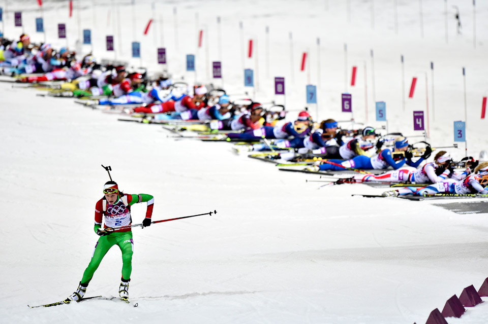 Darya Domracheva Olympisch Kampioen Sotsji 2014 Biathlon 12.5 km Massastart Vrouwen