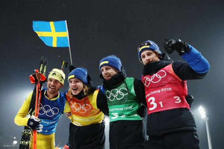 Zweden Olympic Champion 2018 Biathlon-4x7.5 km Relay-men