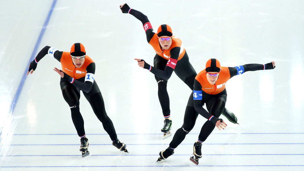 Marrit Leenstra Jorien Ter Mors Ireen Wüst Lotte Van Beek Olympisch Kampioen Sotsji 2014 Schaatsen Team Achtervolging Vrouwen