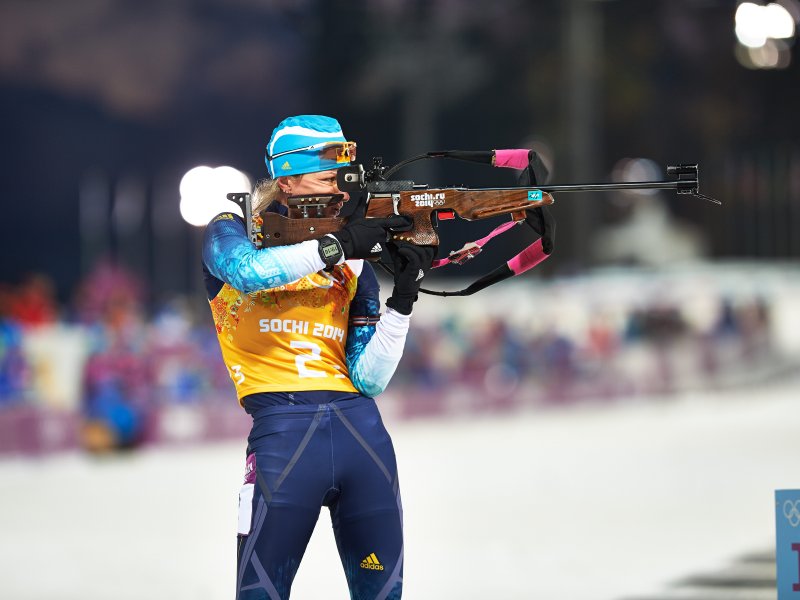 Vita Semerenko Juliya Dzhyma Valj Semerenko Olena Pidhrushna Olympisch Kampioen Sotsji 2014 Biathlon 4x6 km Estafette Vrouwen