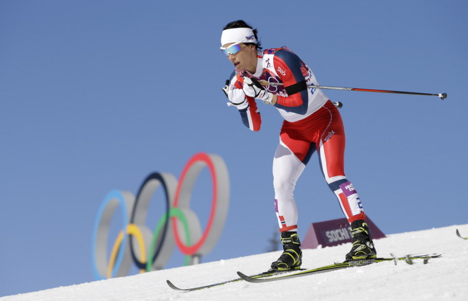 Marit Bjorgen Langlaufen Skiathlon vrouwen Sochi 2014