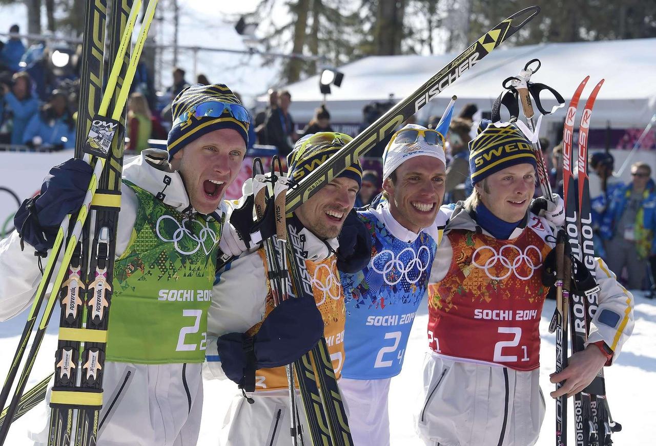 Zweden Sotsji 2014 Langlaufen 4x10 km Estafette Klassiek Vrije Stijl 