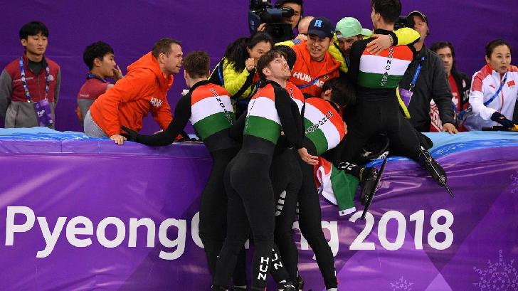 Hongarije Olympic Champion 2018 Short Track-5000 m Relay-men