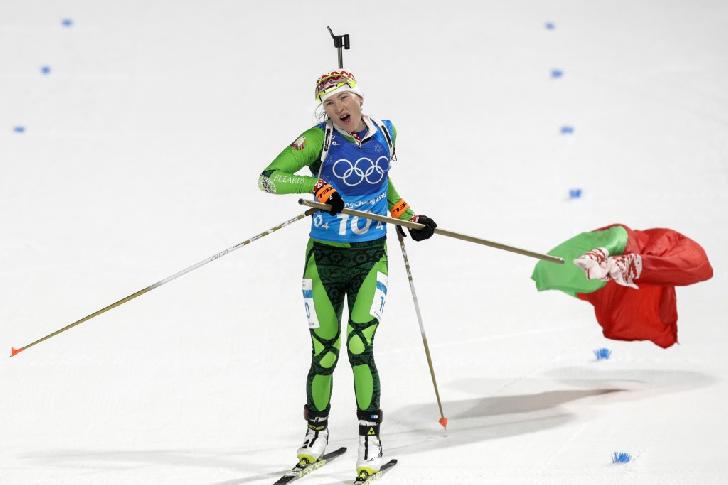 Wit Rusland Olympic Champion 2018 Biathlon-4x6 km Relay-women