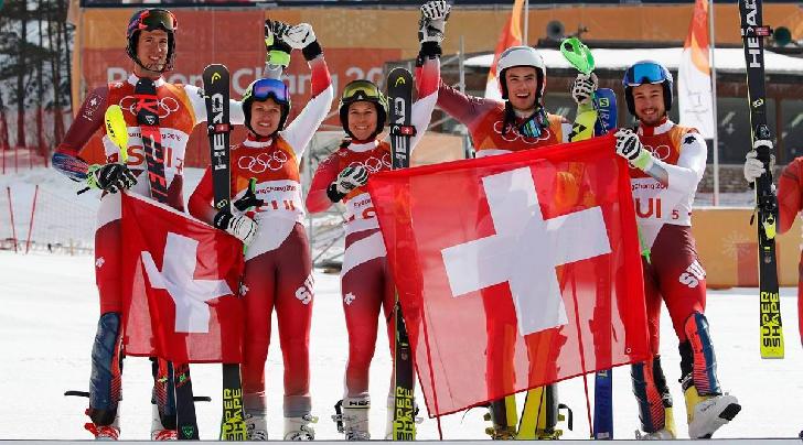 Zwitserland Olympic Champion 2018 Alpine Skiing-Team Parallel-mixed